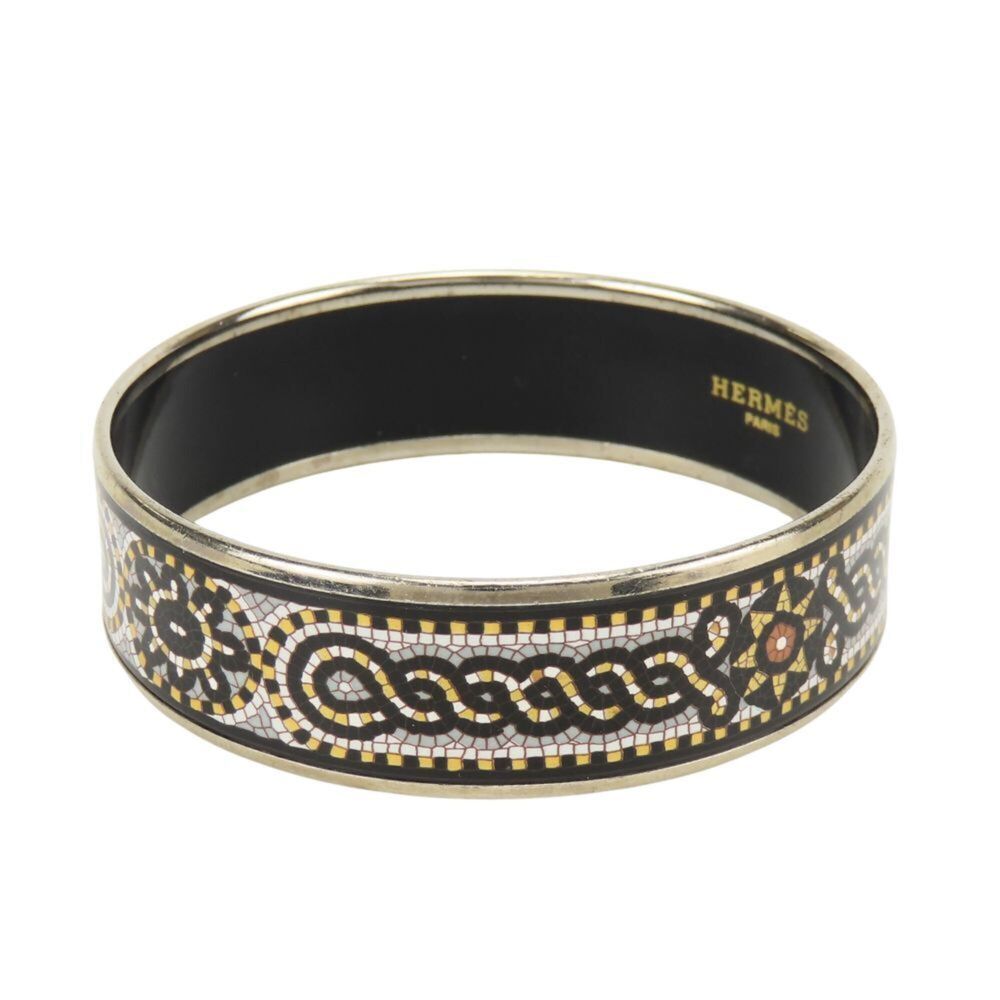 Hermes Bracelet Email GM Enamel Metal Multicolor Silver Hardware Bangle Women...